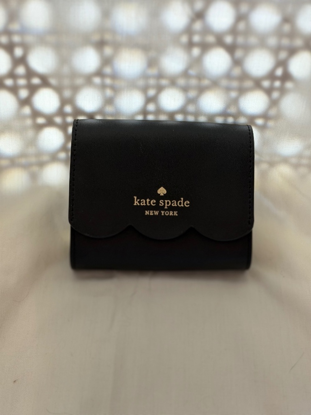 Kate Spade New York Scallop Flap Wallet – Black Leather